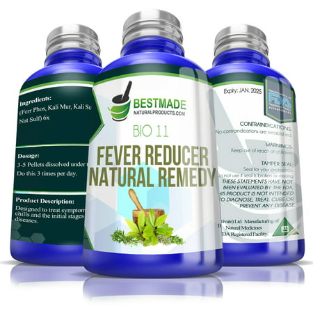 Fever Reducer Natural Remedy Bio11, 300 pellets, Cell Salt Combination for Fevers, Chills & Headaches, Works for Inflammatory Infections, Helps Build Strong Immunity, Safe for Children &