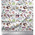 thumbnail image 1 of Soimoi Rayon Fabric Scissor,Buttons & Machine Sewing Decor Fabric Printed Yard 42 Inch Wide, 1 of 3