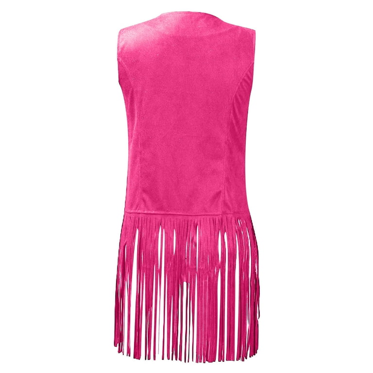 Pink fringe vest store