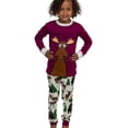 thumbnail image 2 of LazyOne Warm Long-Sleeve PJ Sets for Girls and Boys, Moose Hug Purple, Funny Animal Kids' Pajama Sets, 2 of 7