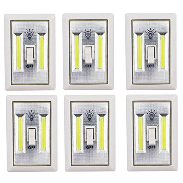 Set Of 6 Promier Light Switch Battery Operated Cordless Light Using Super Bright Cob Led Technology Walmart Com Walmart Com