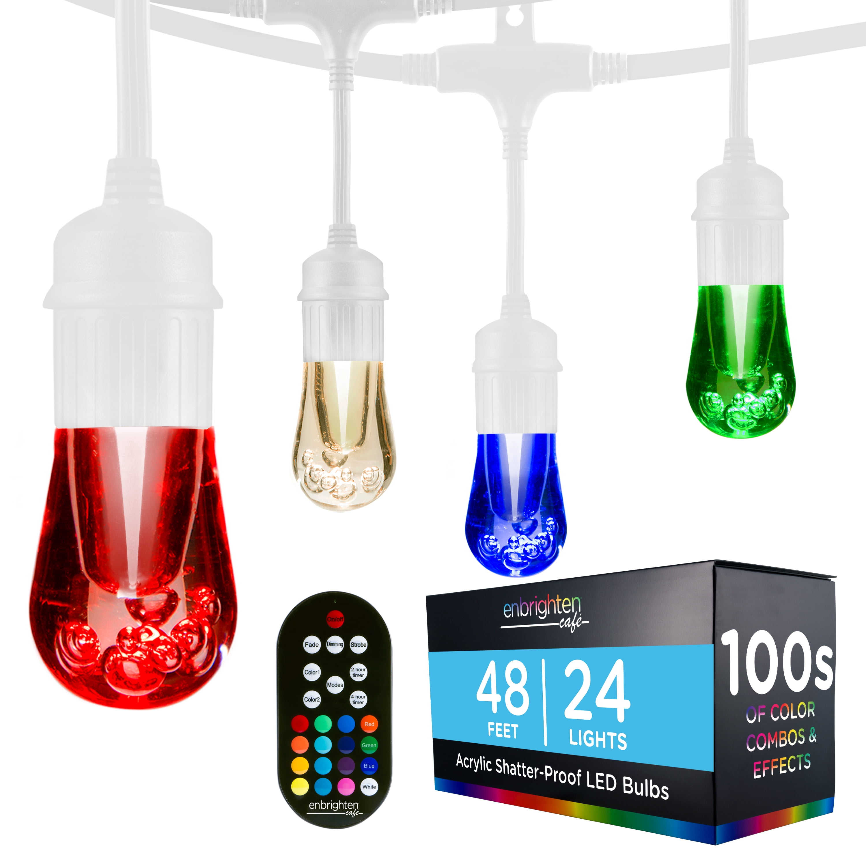 Enbrighten Seasons Vintage LED ColorChanging Café String Lights, 48ft