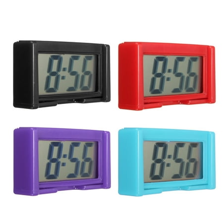 Portable Small Mini LCD Clock Automotive Digital Home Kitchen Car Clock Self - Adhesive Stick On (Best Time Clock App For Small Business)