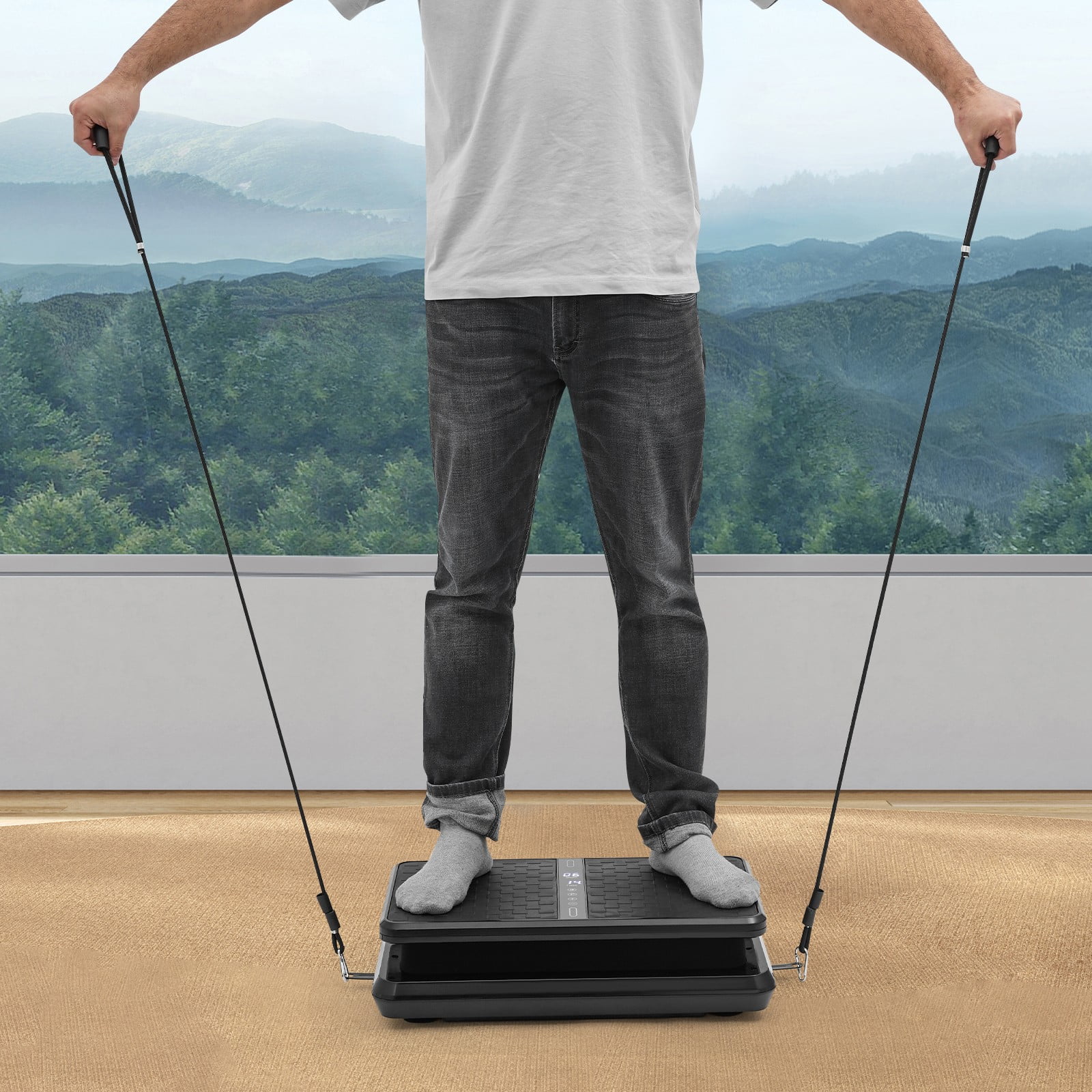 ToppiJoy Vibration Plate Exercise Machine, Remote Whole Body Workout Vibration Platform Loop Bands for Weight Loss, Shaping Black