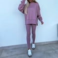 thumbnail image 6 of 2 Pcs/Set Women Top Pants Suit Round Neck Long Sleeve Irregular Hem Sweatshirt Elastic Waist Solid Color Trousers Winter Daily Wear Tracksuit, 6 of 8