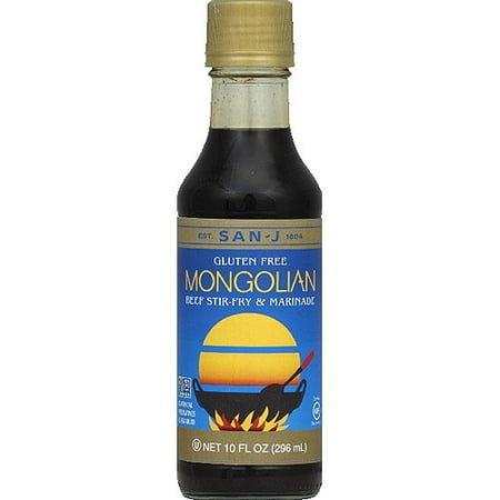 San-J Gluten Free Mongolian Beef Stir-Fry & Marinade, 10 fl oz, (Pack of 6)
