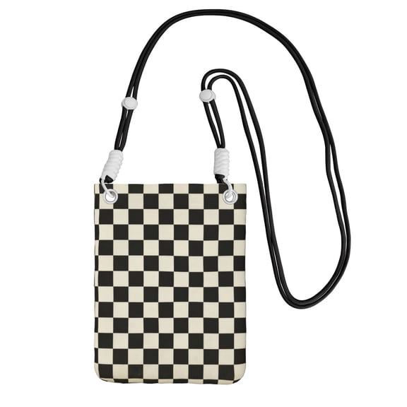 Small Crossbody Bag For Women Black And White Checkered Phone Purse Lightweight Crossbody Pouch