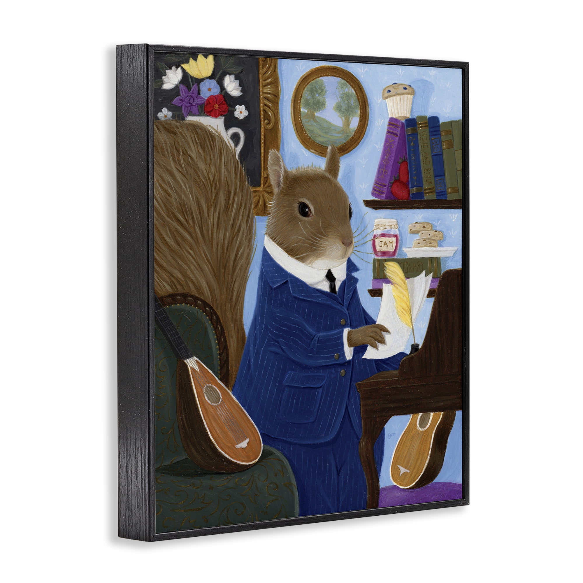 Stupell Industries Gentleman Squirrel Composing Black Framed Giclee Art, design by Gina Matarazzo