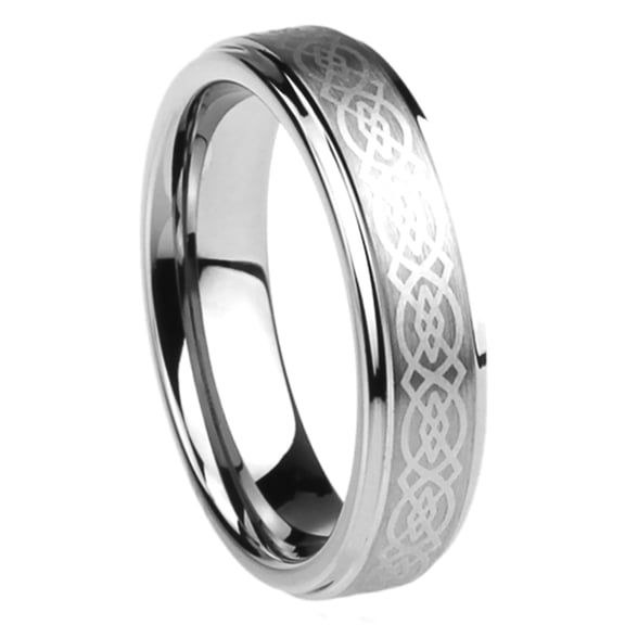 Men Women Stainless Steel 6mm Wedding Band Ring Celtic Knot Engraved Ring (5 to 13)