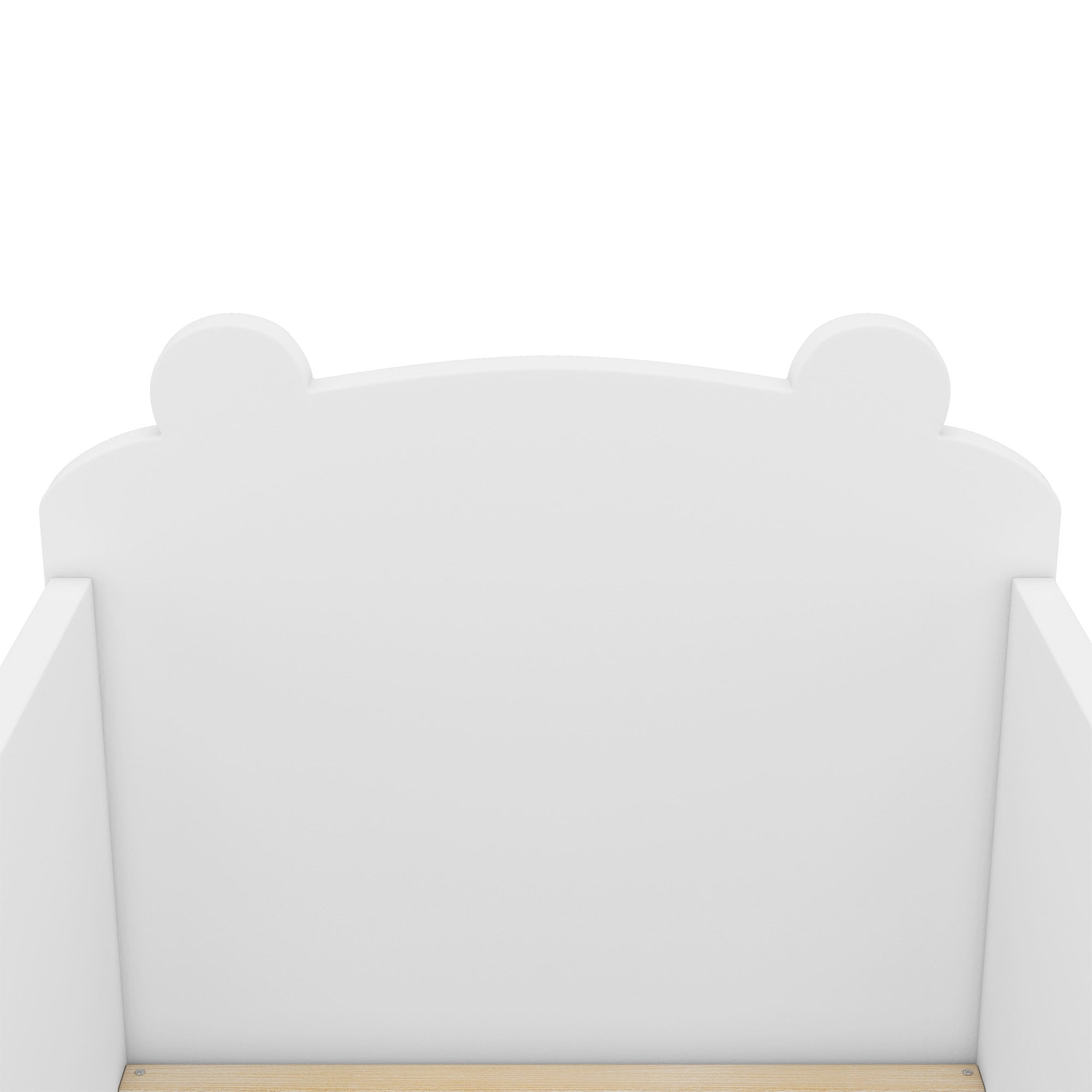 Aukfa Toddler Bed, Floor Bed Frame with Safely Rail and Bear Shape Headbroad for Kids Ages 2-6, White