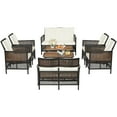 thumbnail image 1 of Gymax 8PCS Cushioned Patio PE Wicker Conversation Furniture Set w/ Acacia Wood Tabletop, 1 of 9