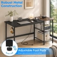 thumbnail image 6 of 59" Industrial Computer Desk with Storage Shelves & Charging Station, Home Office Desk Gaming Desk，Black, 6 of 9