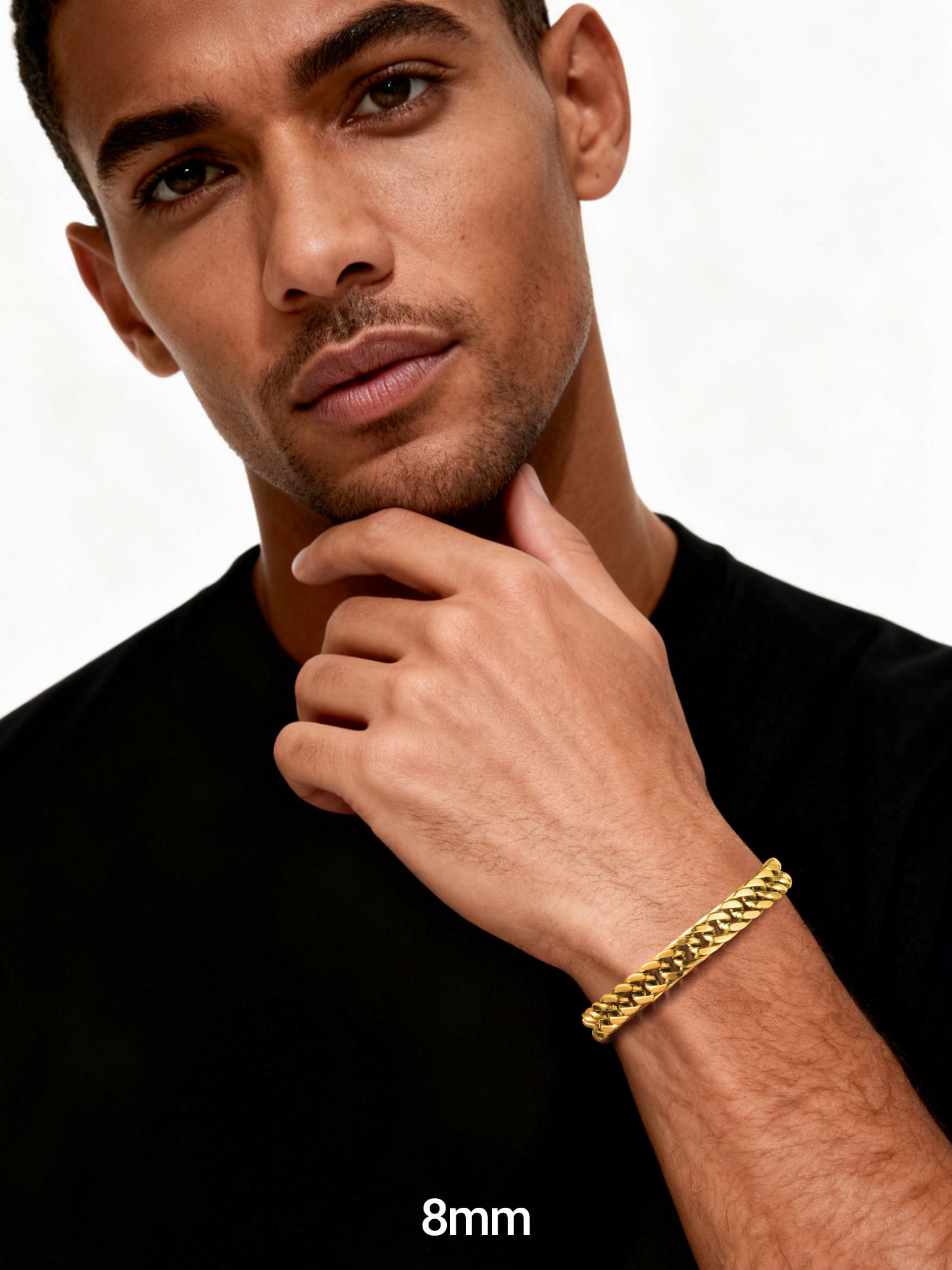 PROSTEEL Gold Plated Cuban Chain Bracelets for Men Stainless Steel 8mm Franco Chain Bracelet for Son Husband Father Day Hand Bracelet Jewelry Birthday Valentine Graduation Gifts 8.3 inch