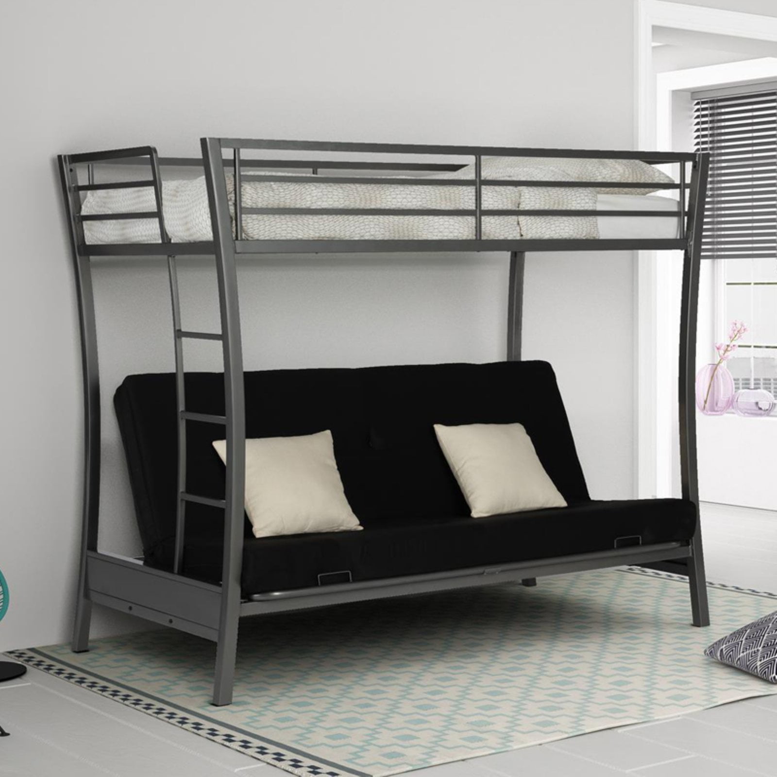 Dhp Metropolis Twin Over Futon Metal, Bunk Bed Couch Combo