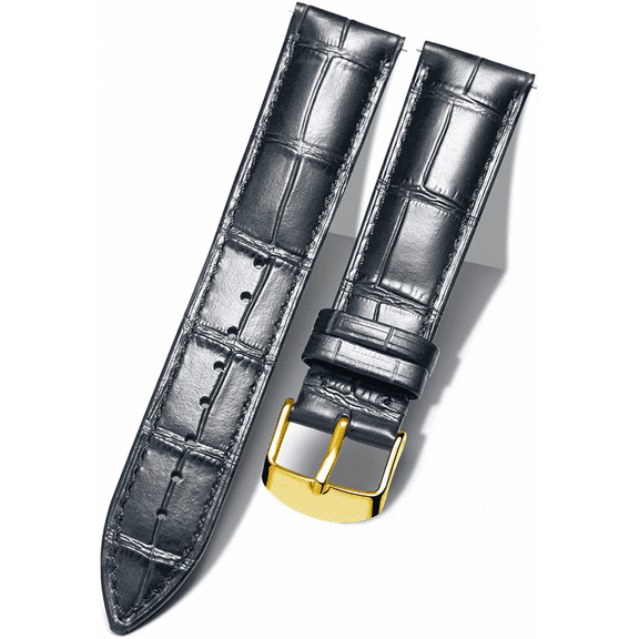 XIHAMA Genuine Leather Replacement Watch Band Multicolor Waterproof for Men Women, G-Black (19mm)