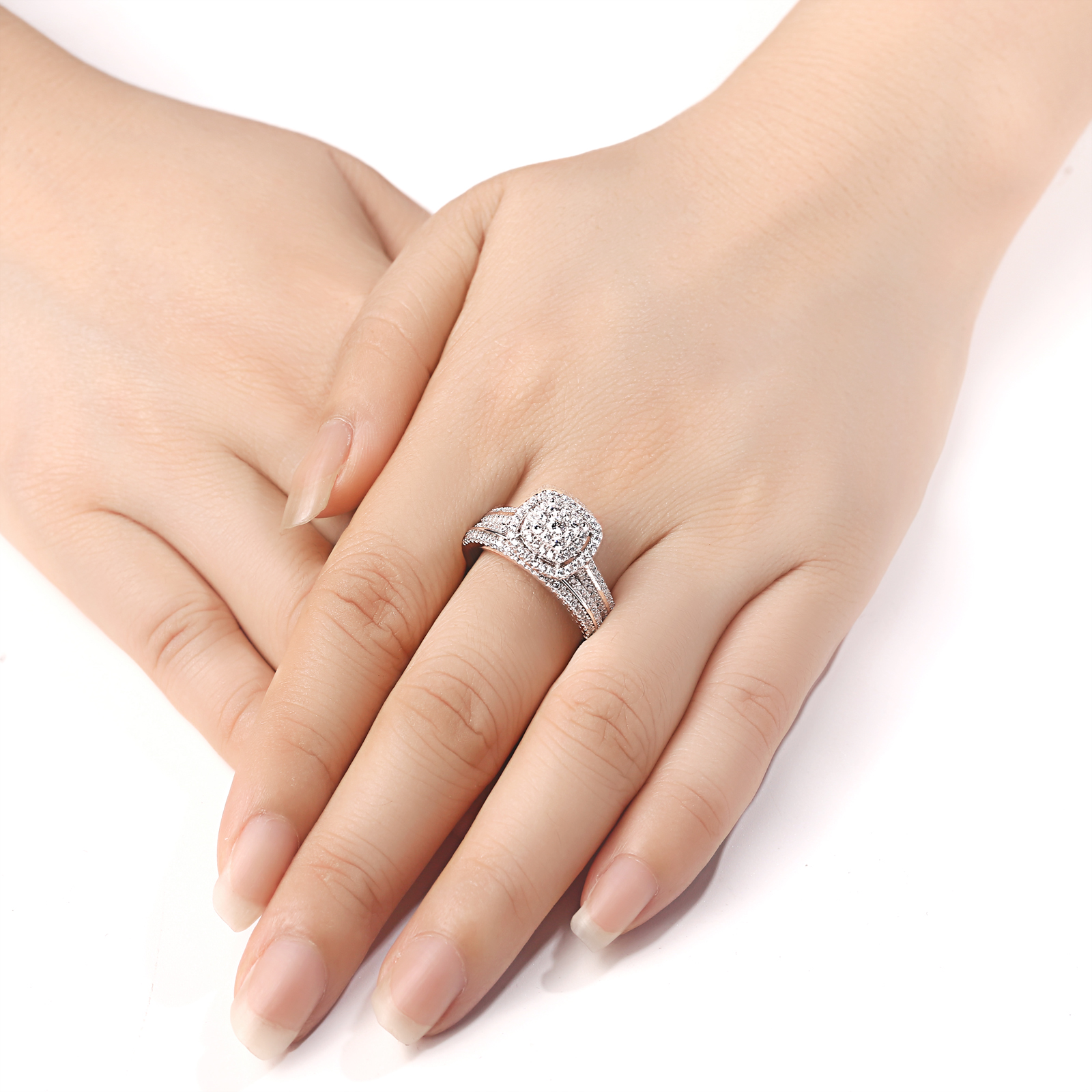 Newshe Engagement Rings for Women Wedding Ring Set 925 Sterling Silver Band Round Cz 1.6Ct Size 10