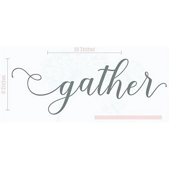 Gather Handwritten Font Vinyl Lettering Wall Decal Stickers 23x8-Inch Storm Gray