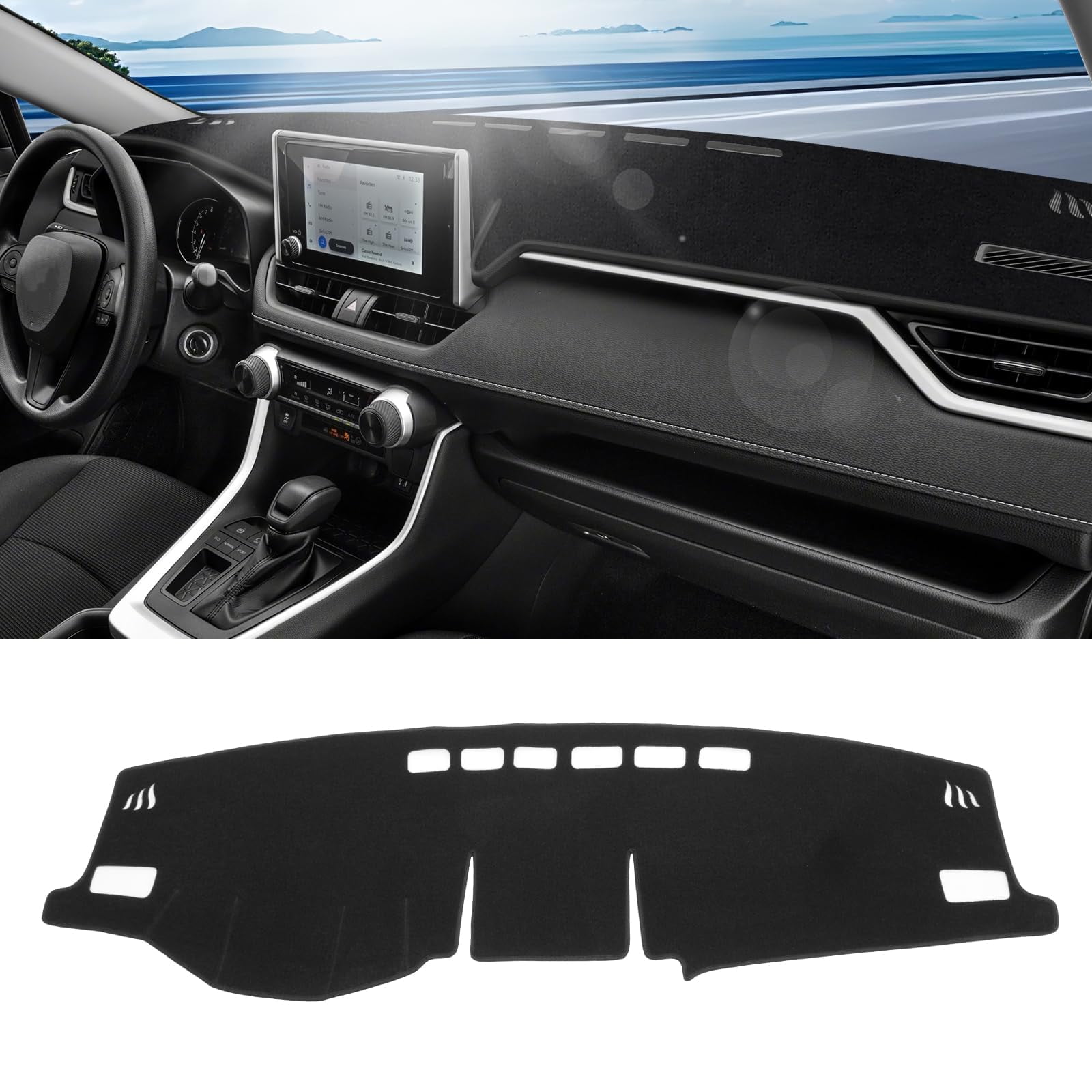 Car Dash Cover Mat for Toyota RAV4 2013-2018 Left Hand Driving Non-Slip Center Console Dashboard Cover Interior for Toyota RAV4 Accessories Custom Fit Dash Mat Sunshade Windshield Glare Black