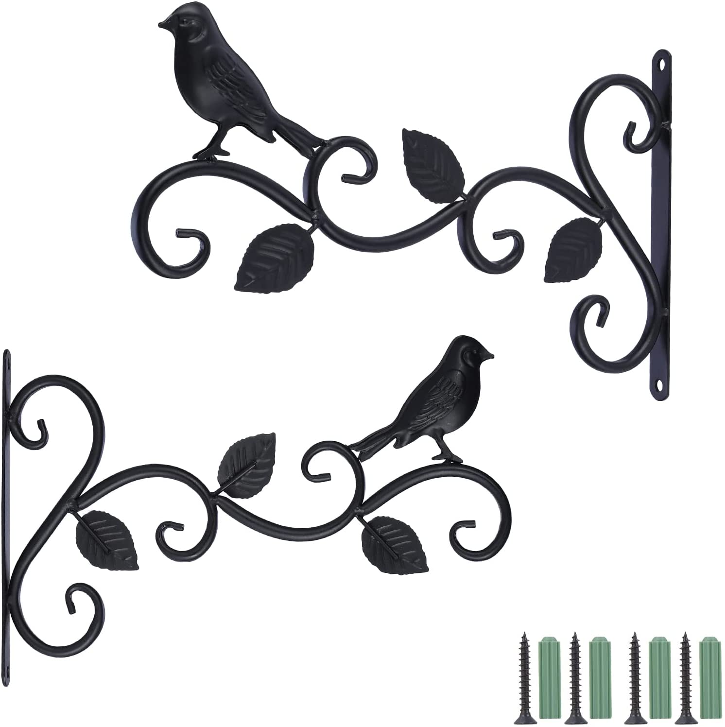 2 Pack Hanging Basket Holder, 12 Inch Retro Metal Wall Hook for Hanging