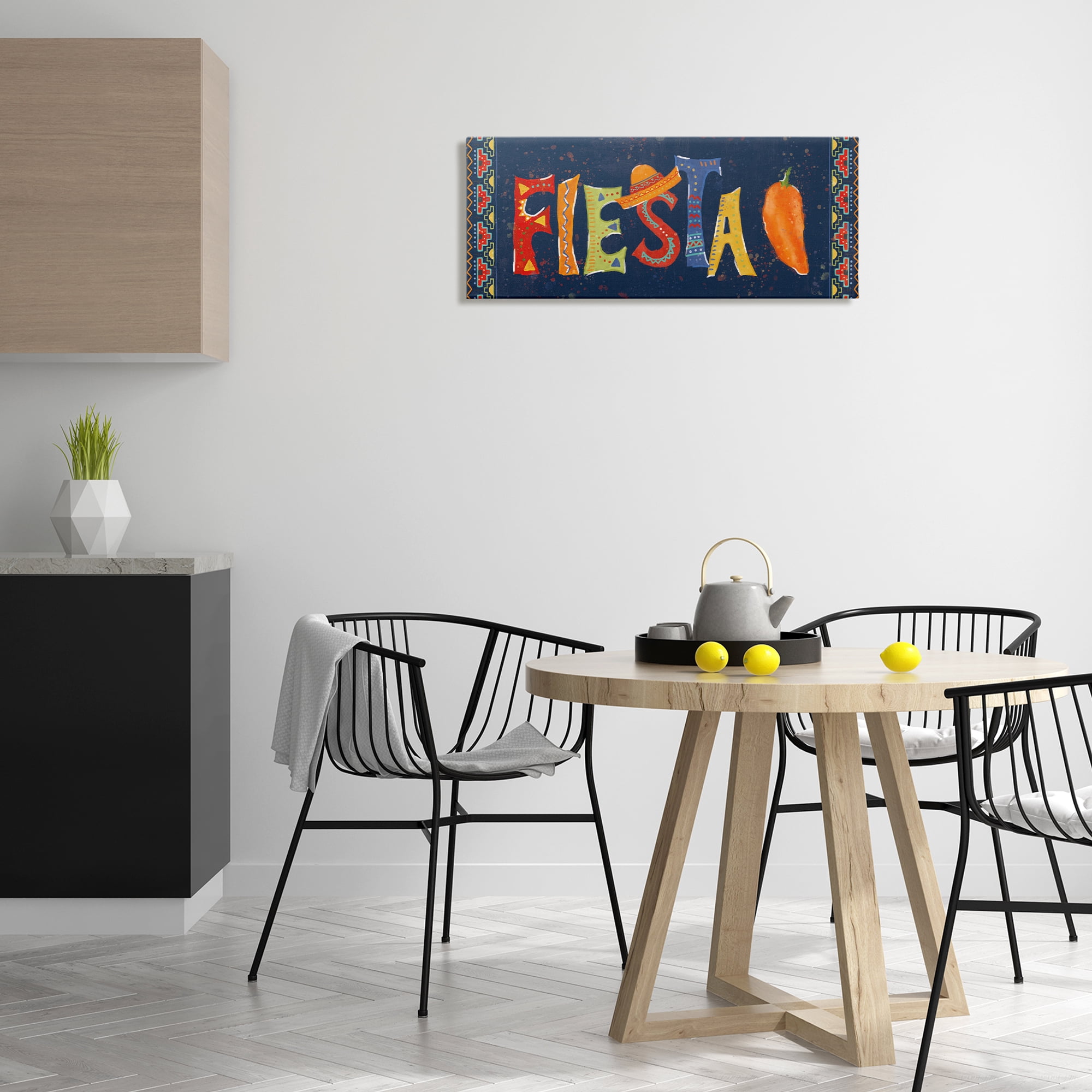 Stupell Industries Fiesta con Pimiento Colorido Food & Beverage Painting Wrapped Canvas Art Print Wall Art, 30 x 13