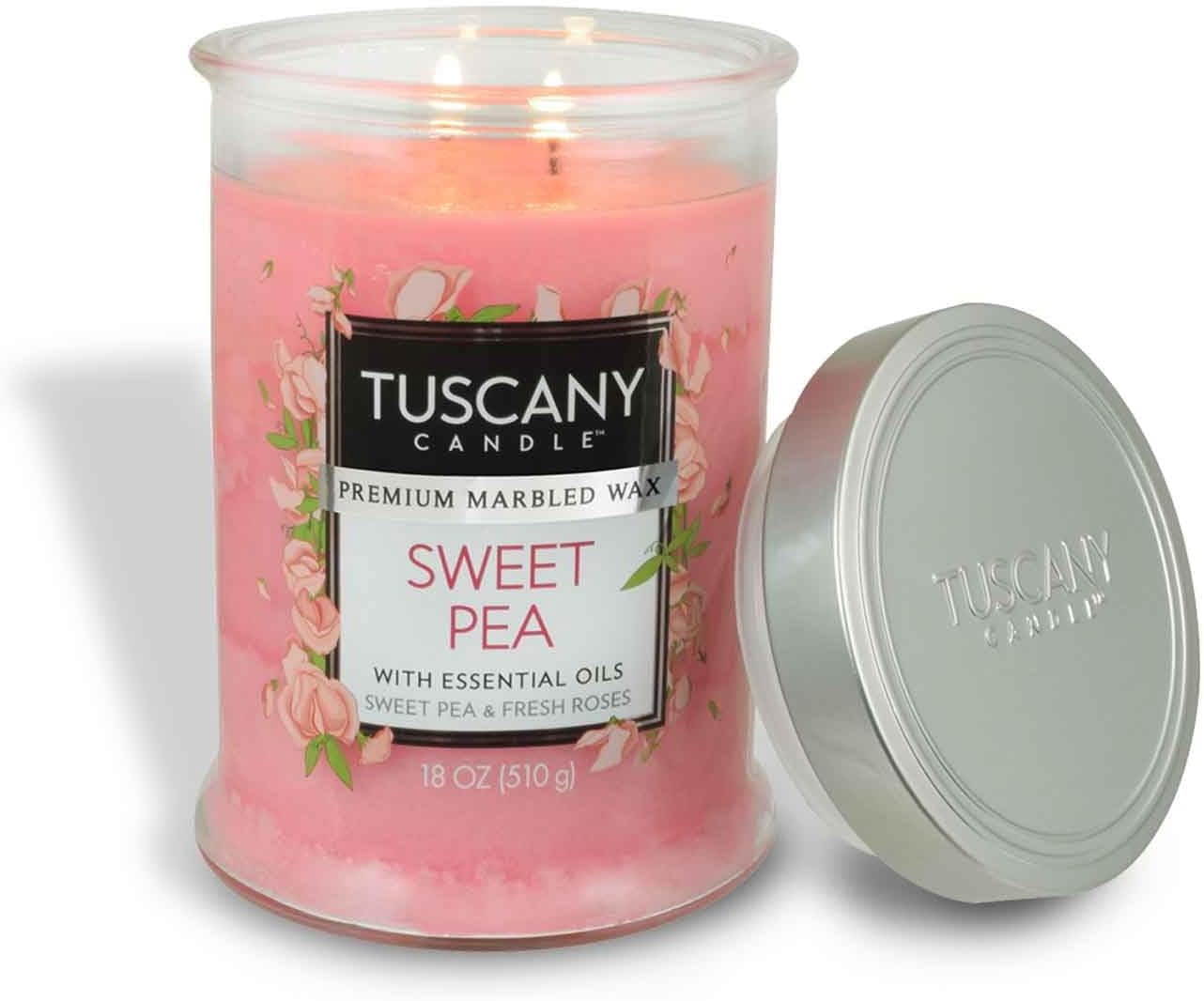 Tuscany Candle Sweet Pea Long-Lasting Scented Jar Candle, 18 oz