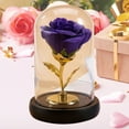 thumbnail image 3 of Mecorevxz Rose Flower Gifts for Women, Forever Rose, Galaxy Rose Flower Light Up in Glass Dome, Rose Gifts for Women Mom Wife Girlfriend (Purple), 3 of 6