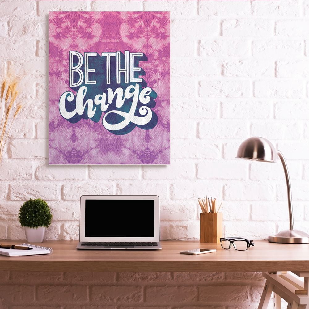 Stupell Industries Be the Change Quote over Purple Tie Dye Designed by Loni Harris
