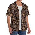 thumbnail image 2 of Balery Brown Camouflage Skull Men's Casual Button Down Shirt Short Sleeve Textured Summer Cuban Beach Shirts-, 2 of 7