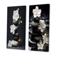 thumbnail image 3 of Designart "Zen Serenity White Flowers and Black Stone Cairn I" Spiritual Stone Wall Art Set Of 2 - Traditional White Gallery Wall Set For Home Decor, 3 of 6