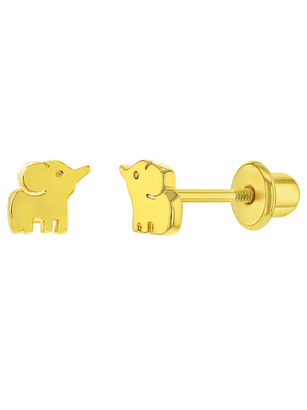 Gold Plated Elephant Prosperity Good Luck Screw Back Earrings Babies & Toddlers