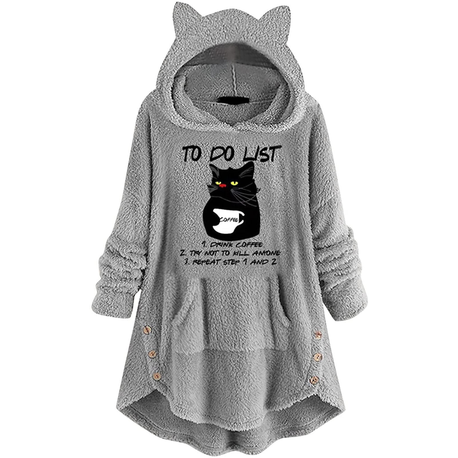 Long Hoodie Dress Women Cute Pattern 