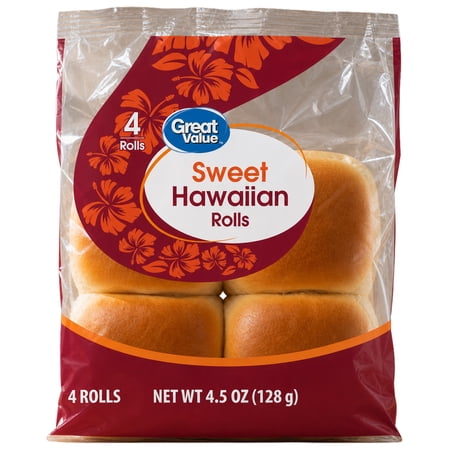 Great Value Sweet Hawaiian Rolls, 4.5 oz, 4 Count