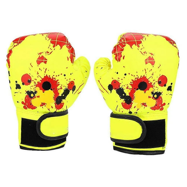 Gants de boxe pour bébés, filles et garçons, pour entraînement au poing, mitaines de combat pour enfants (jaune)