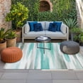 thumbnail image 2 of Turquoise Gray Outdoor Rug for Patio/Deck/Porch, Non-Slip Large Area Rug 3 x 5 Ft, Farmhouse Abstract Gradient Aesthetic Indoor Outdoor Rugs Washable Area Rugs, Reversible Camping Rug Carpet Runner, 2 of 8