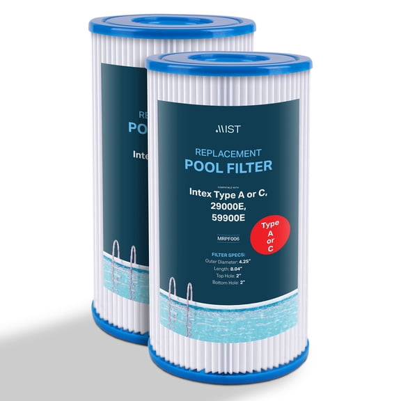 Mist Pool Filter Cartridge Replacement for Type A or C Above Ground Swimming Pools Pool Pump Filter, 2-Pack