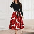 thumbnail image 5 of Women's Cocktail Dresses Christmas Print Wrap Long Sleeve Cocktail Dress Pleated A Line Fit and Flare Wedding Guest Dress, 5 of 6