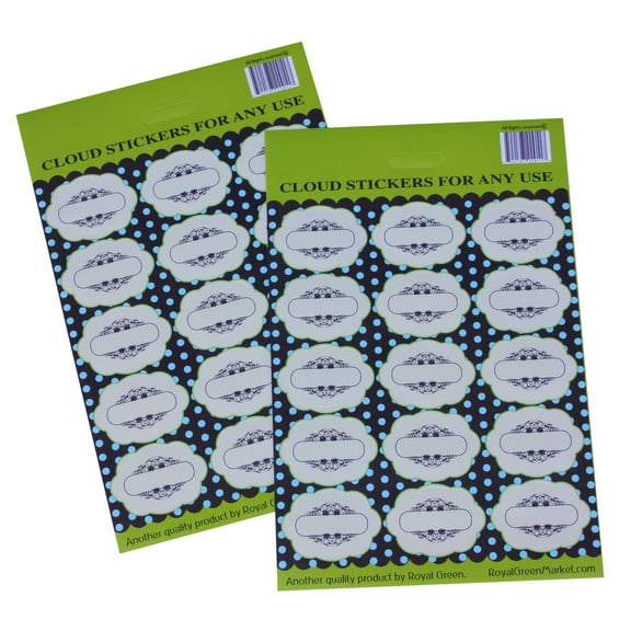 DECORATIVE LABELS 15-PACK, Organize in style with gracefully designed, easy-to-peel-and-stick, all-purpose, permanent adhesive stickers by Royal Green