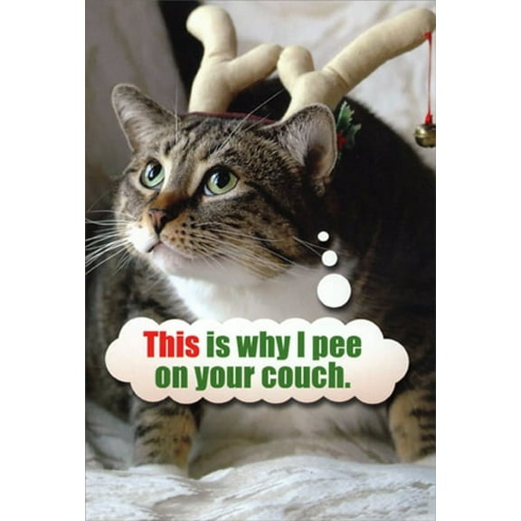 Nobleworks Pee On Couch Cat Humorous / Funny Christmas Card (1 card/1 envelope)