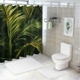 thumbnail image 7 of Orinice Tropical Palm Leaf Shower Curtain Dark Green Golden Banana Leaves Bathroom Tropical Jungle Palm Tree Hawaiian Bathroom Decor Set with12 Hooks 60x72, 7 of 7