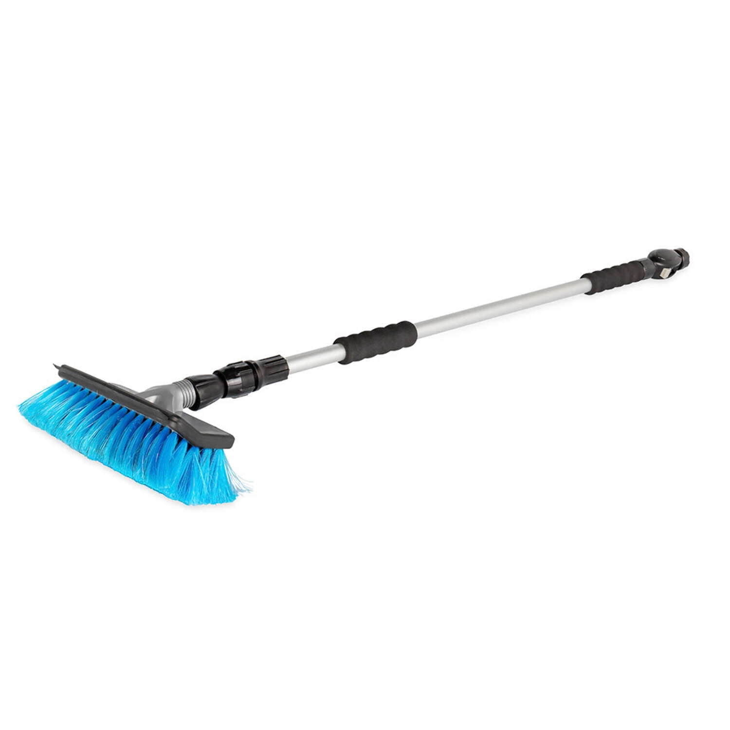 Camco RV Flow-Through Wash Brush with Adjustable Handle, Adjusts from 43-inches to 71-inches Long, Black and Silver (43633)