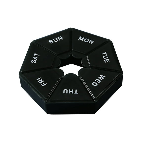 COM1950s Weekly Pill Organizer, Travel Pill Planner, Portable Box, Color Transparent Storage Box, 7-Day Round Box Case Storage Dispenser Organizer,Medicine Pill Organizer