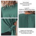 thumbnail image 3 of Camisa de manga corta para mujer, cuello redondo, dobladillo con nudo, Color puro, corte holgado, Top informal para mujer para citas, compras diarias, 3 of 6