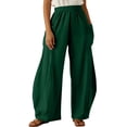 thumbnail image 2 of IYYVV Womens Balloon Pants Wide Leg Barrel Pants Baggy Trousers Elastic Waist Casual Lounge Travel Pants with Pockets Green M, 2 of 6