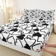 thumbnail image 4 of Erosebridal Kawaii Loves Pattern Full Size Sheets,White Black Heart Print Bed Sheets For Kids 4pcs, 4 of 6