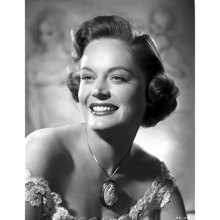 - Alexis Smith smiling and wearing a Necklace with Big Pendant Photo Print