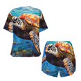 thumbnail image 5 of Lsque Colorful Underwater Sea Turtle Women's Short-Sleeved Pajama Set - 2 Piece Soft and Lightweight Sleepwear Set-Small, 5 of 9