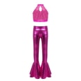 thumbnail image 2 of Haitryli Kids Girls Sparkly Jazz Dance Outfits Sequins Sleeveless Crop Top with Metallic Bell-Bottom Pants Hip Hip Disco Wear Hot Pink 8, 2 of 7