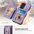 thumbnail image 2 of Nalacover For Samsung A53 5G Case Ring Holder Kickstand with Credit Card Holder, Back Flip Premium Leather Magnetic Clasp Removable Wirst Hand Strap Cover for Samsung Galaxy A53 5G, Purple, 2 of 15