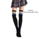 thumbnail image 3 of Sonducket Paquete de 2 calcetines a rayas de talla grande hasta el muslo, transpirabilidad, apariencia única y flexible, calcetines antideslizantes, Medias arcoiris deportivo negro, 3 of 6