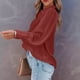 thumbnail image 5 of Blusa de Larga con Botones y Estampado de Farol para Mujer, Estilo Casual, 2025 Vino Tinto XL, 5 of 7